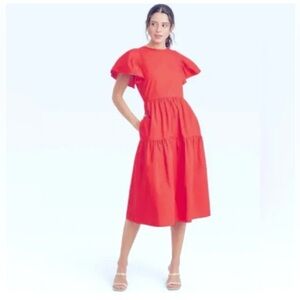 Who What Wear size S Orange midi dress with pockets